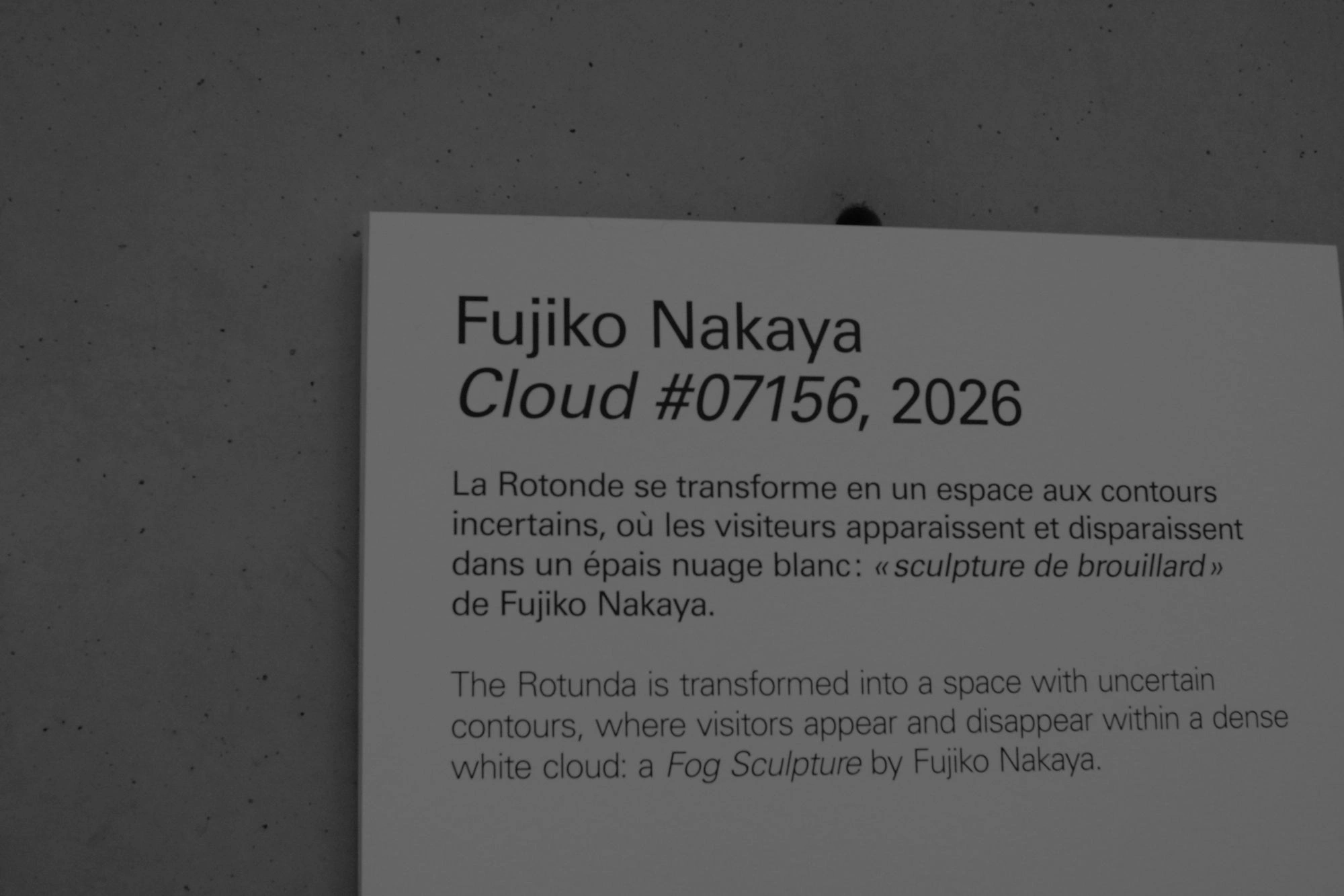 2026-07-06 - xt35 - bw - FR - Paris - Summer in Paris - Exhibit Text - Fujiko Nakaya, Cloud